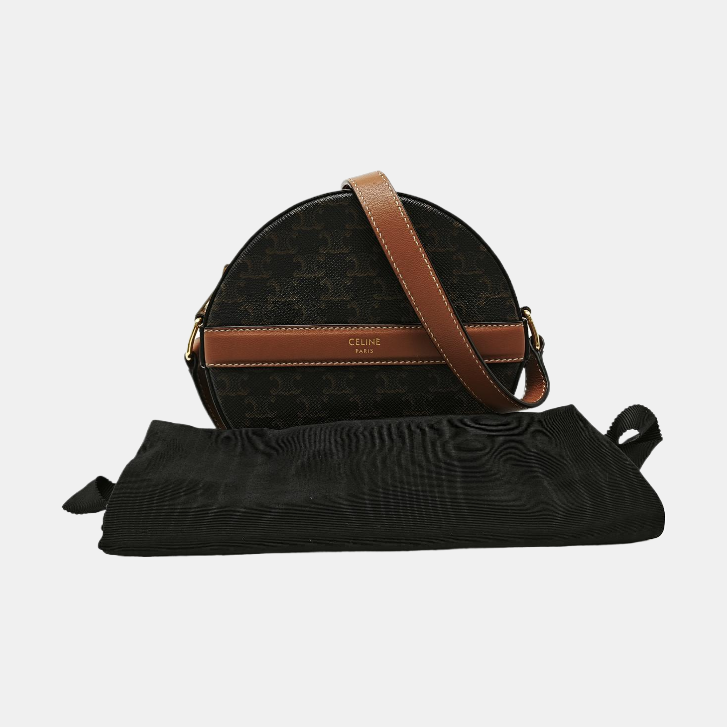 TRIOMPHE ROUND Mini Coated Canvas Brown