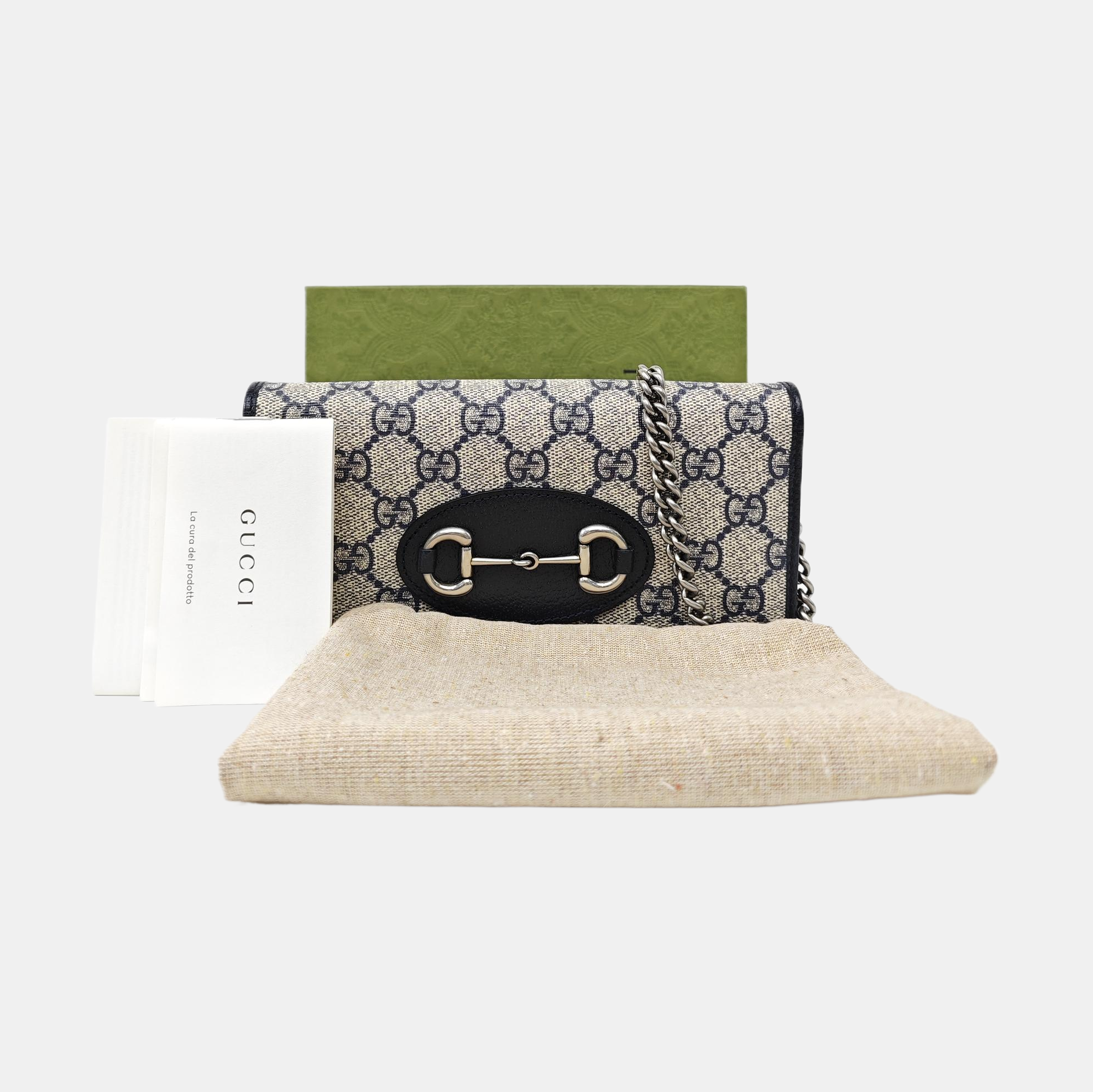 Horsebit 1955 Small Monogram Coated Canvas Beige
