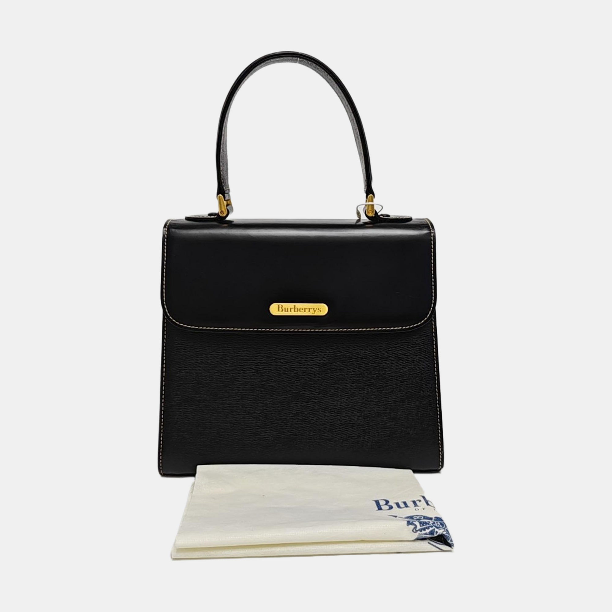 Calfskin Top Handle Bag Black