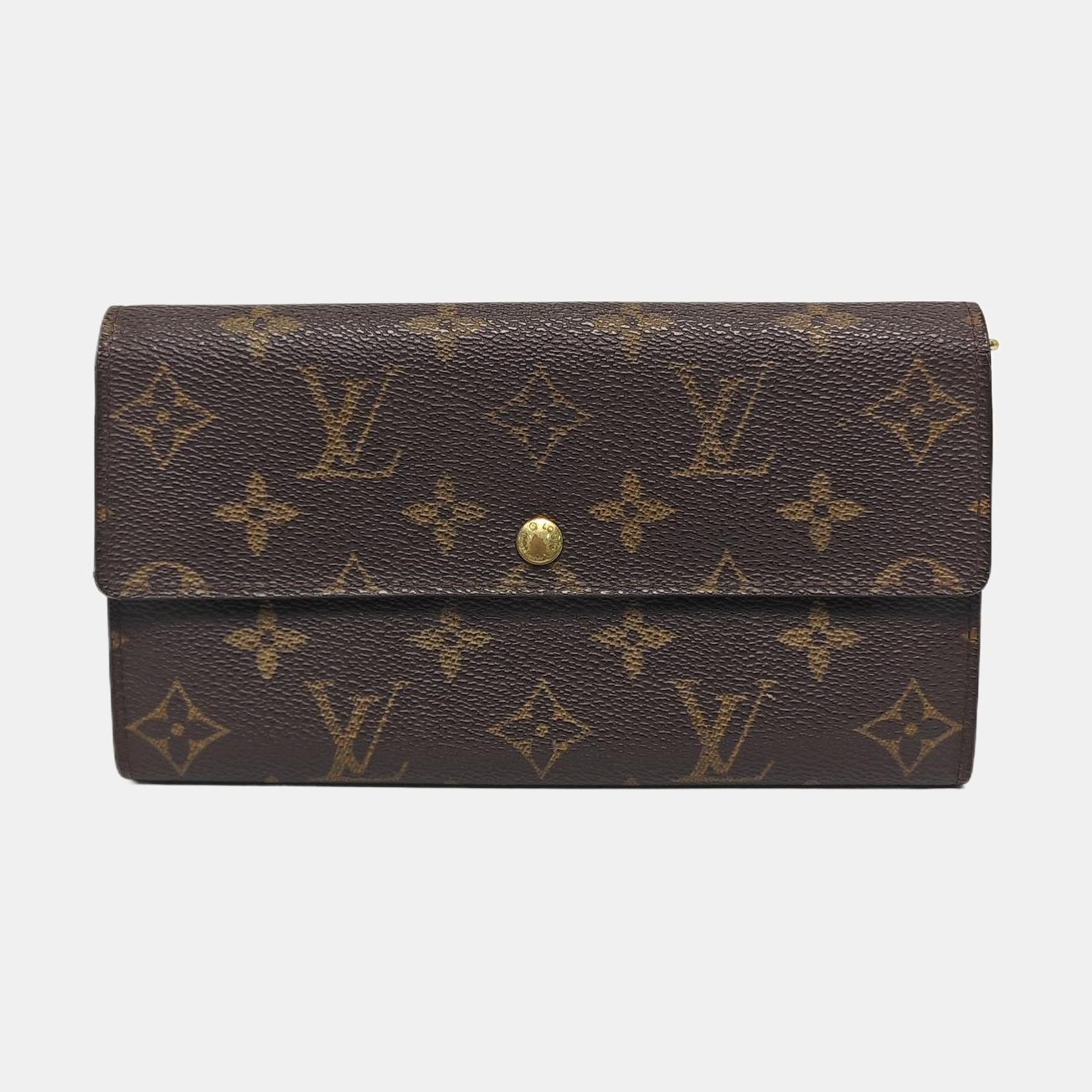 PORTE MONNAIE Monogram Coated Canvas Brown Wallet