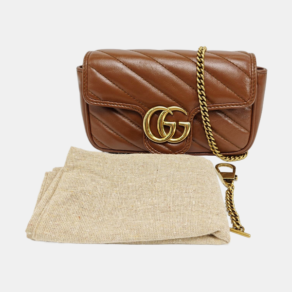 GG Marmont Mini Quilted Calfskin Brown