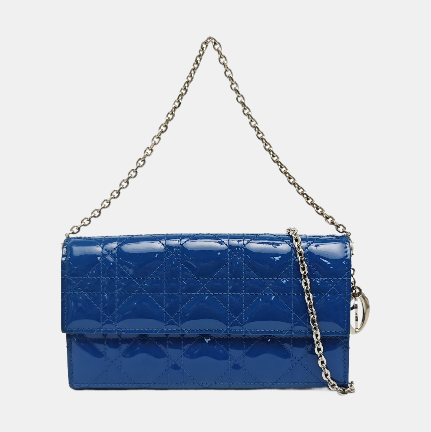 Lady Dior Small Cannage Patent Leather Blue
