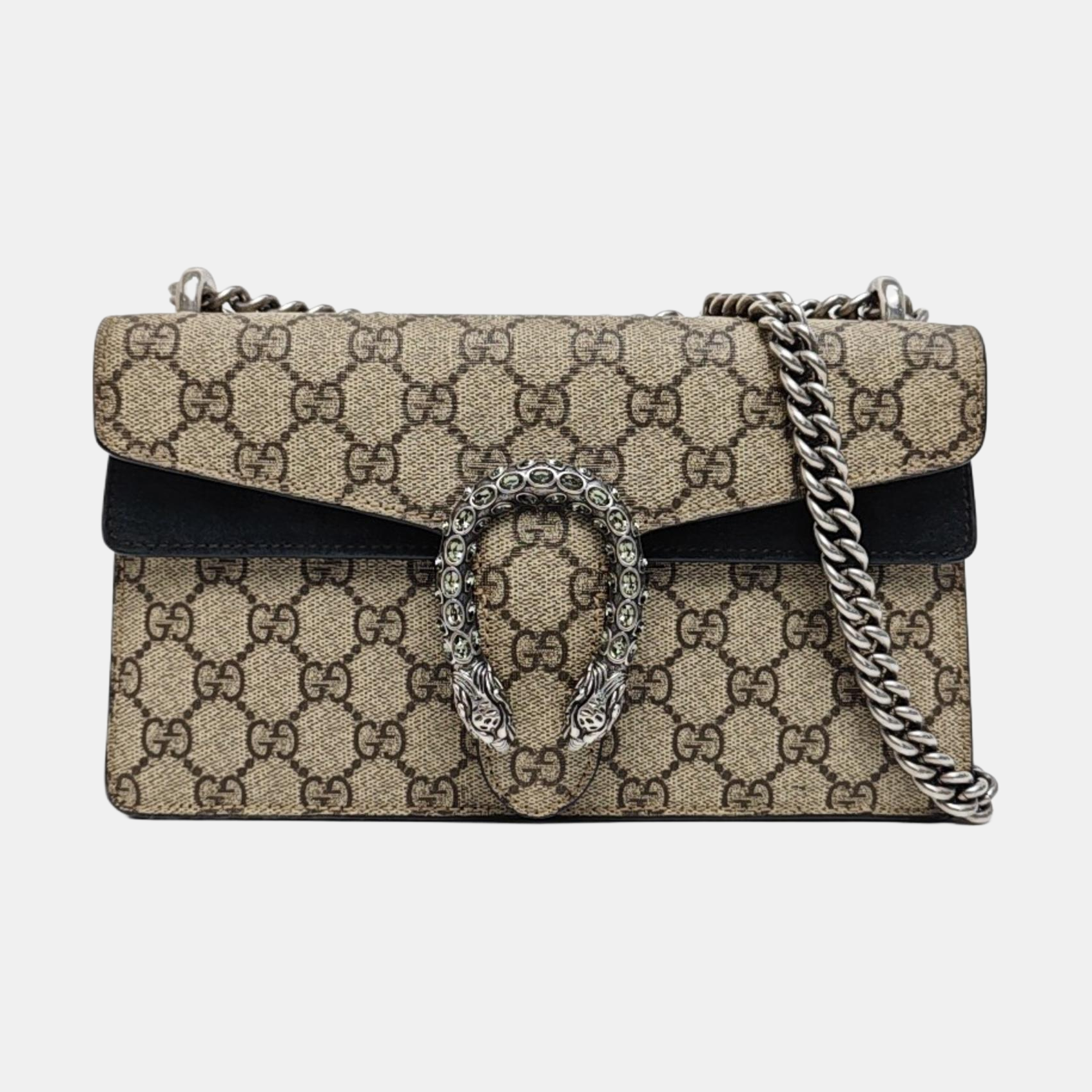 Dionysus Small Monogram Coated Canvas Beige
