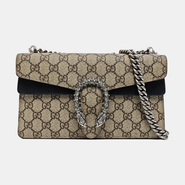 Dionysus Small Monogram Coated Canvas Beige