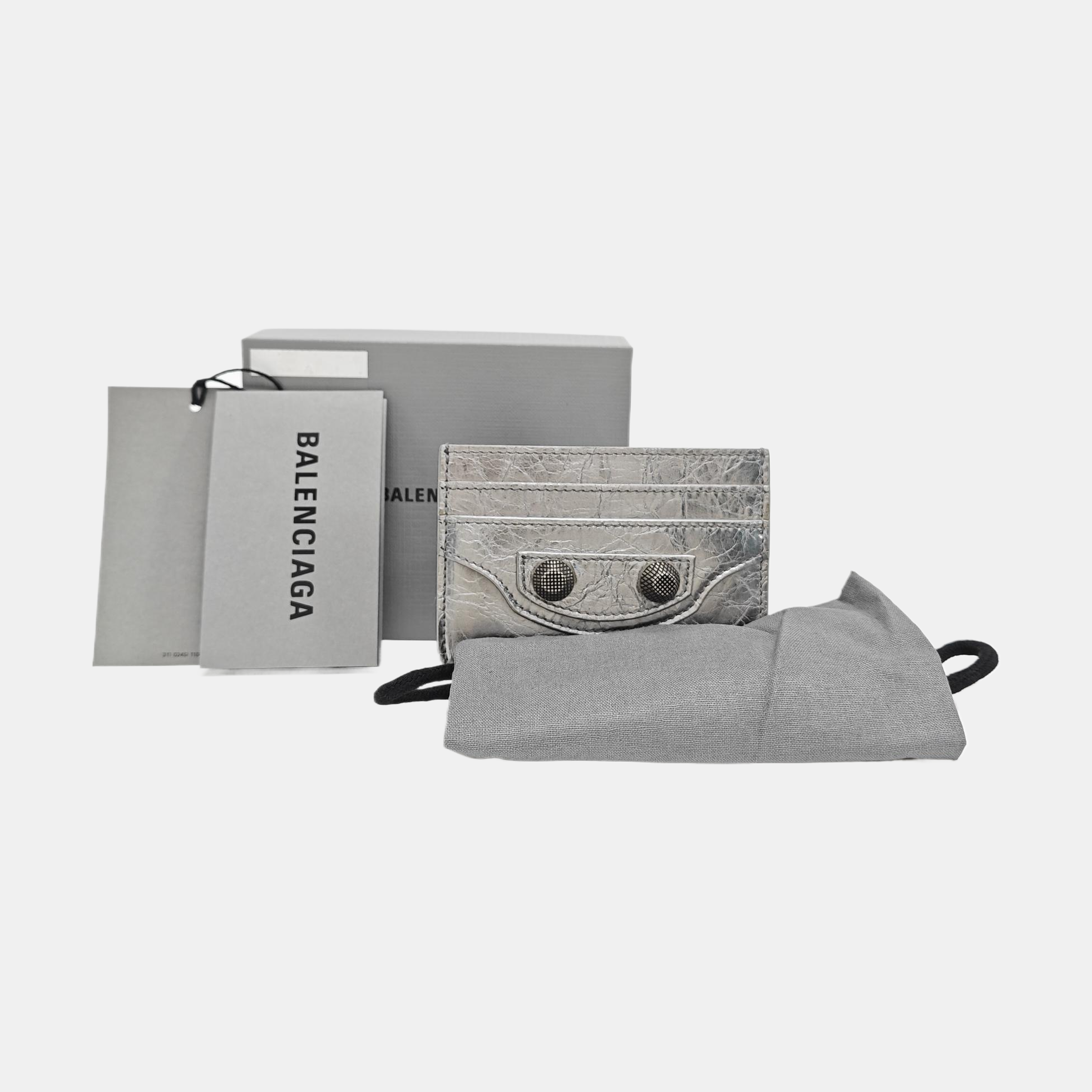 Le Cagole Lambskin Silver Card Holder