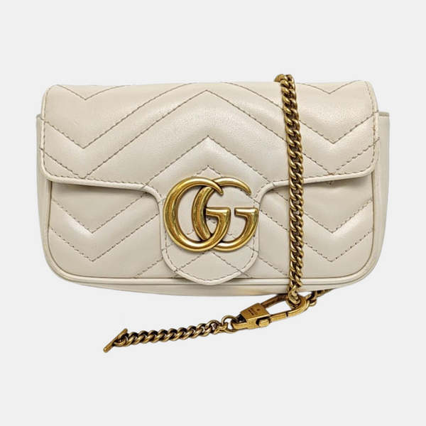 GG Marmont Mini Quilted Calfskin White