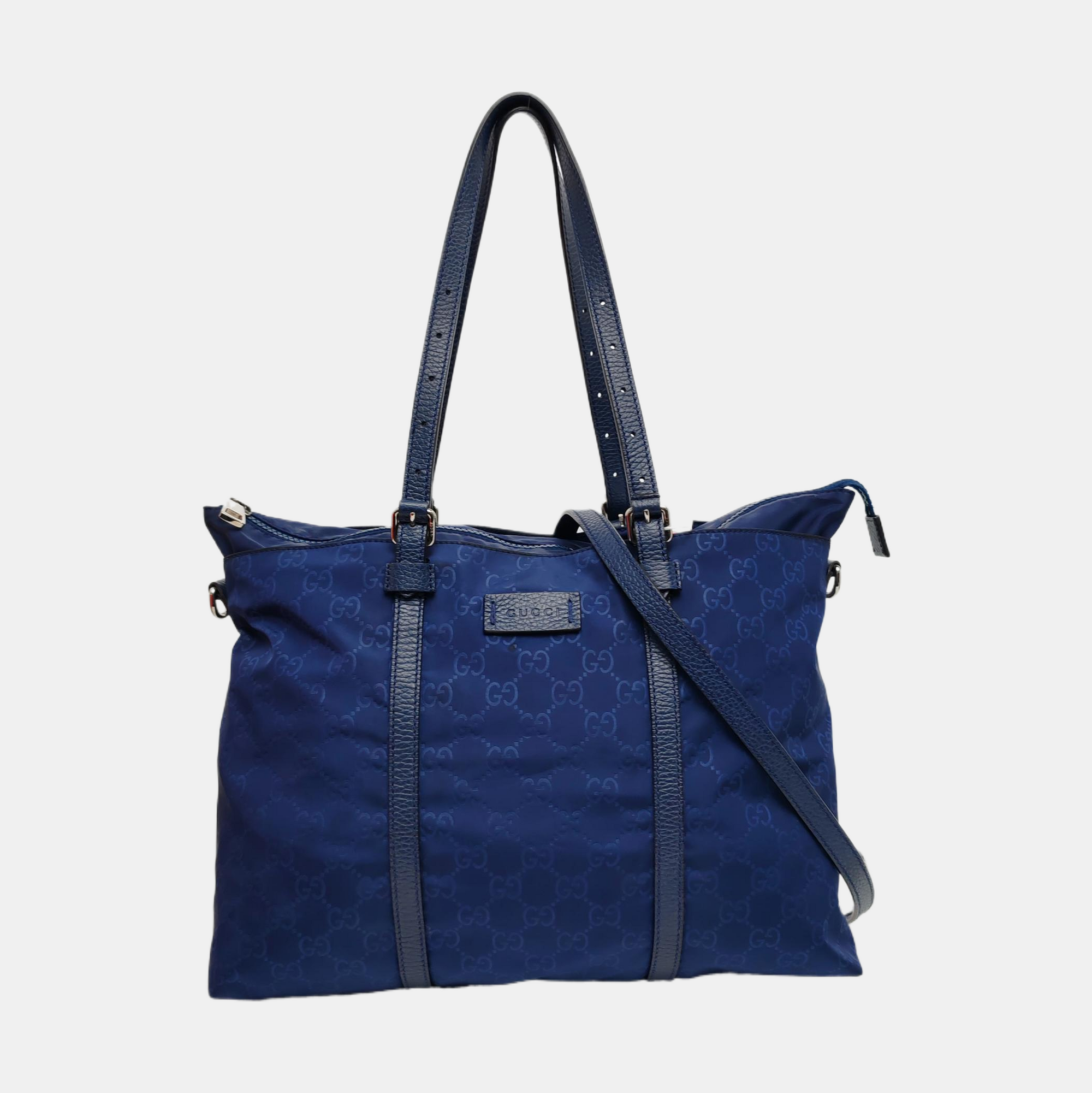 Monogram Nylon Tote Bag Blue