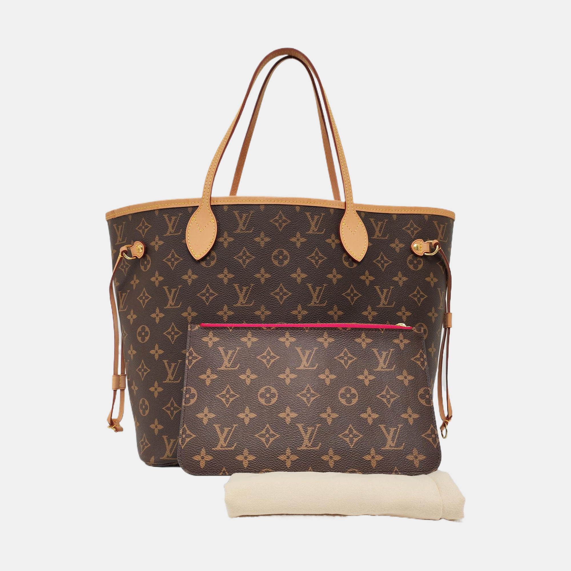 Authenticated pre-owned  NEVERFULL MM Monogram Coated Canvas Brown - Tote Bag at Looply