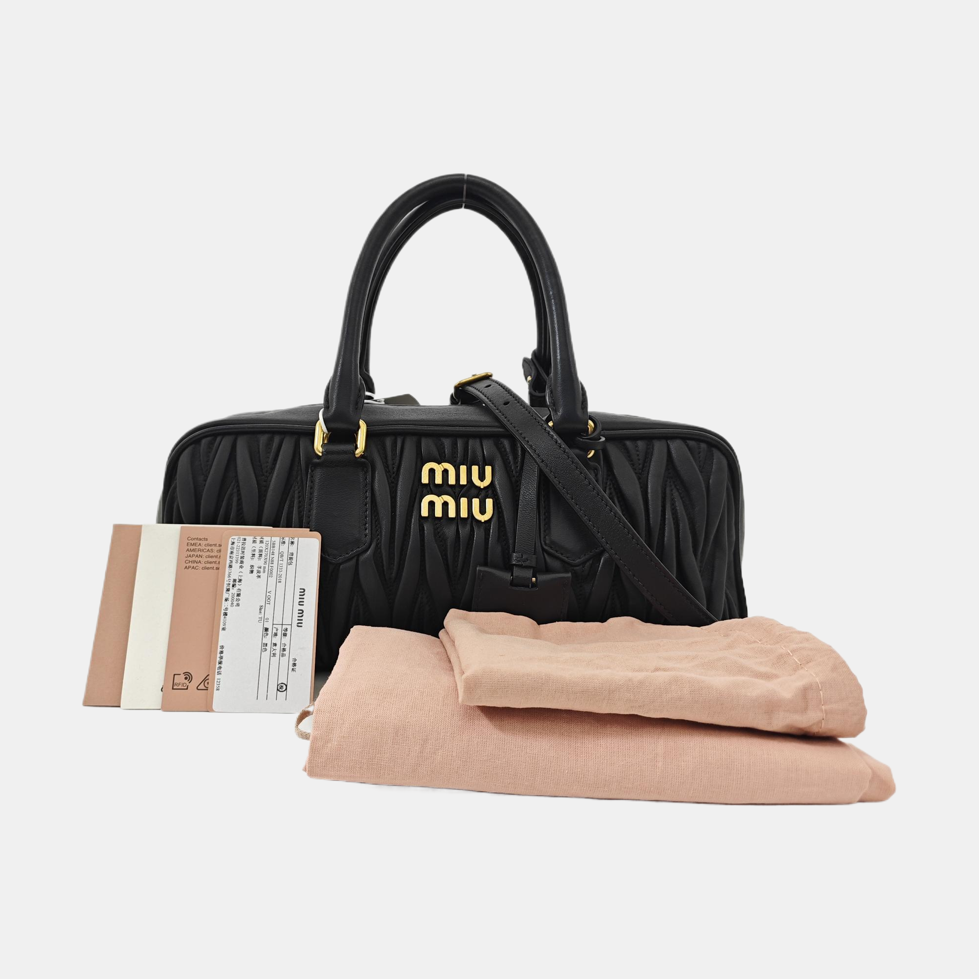 Arcadie Matelassé Large Quilted Lambskin Black