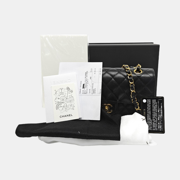 CLASSIC FLAP Small Quilted Grained Calfskin Black