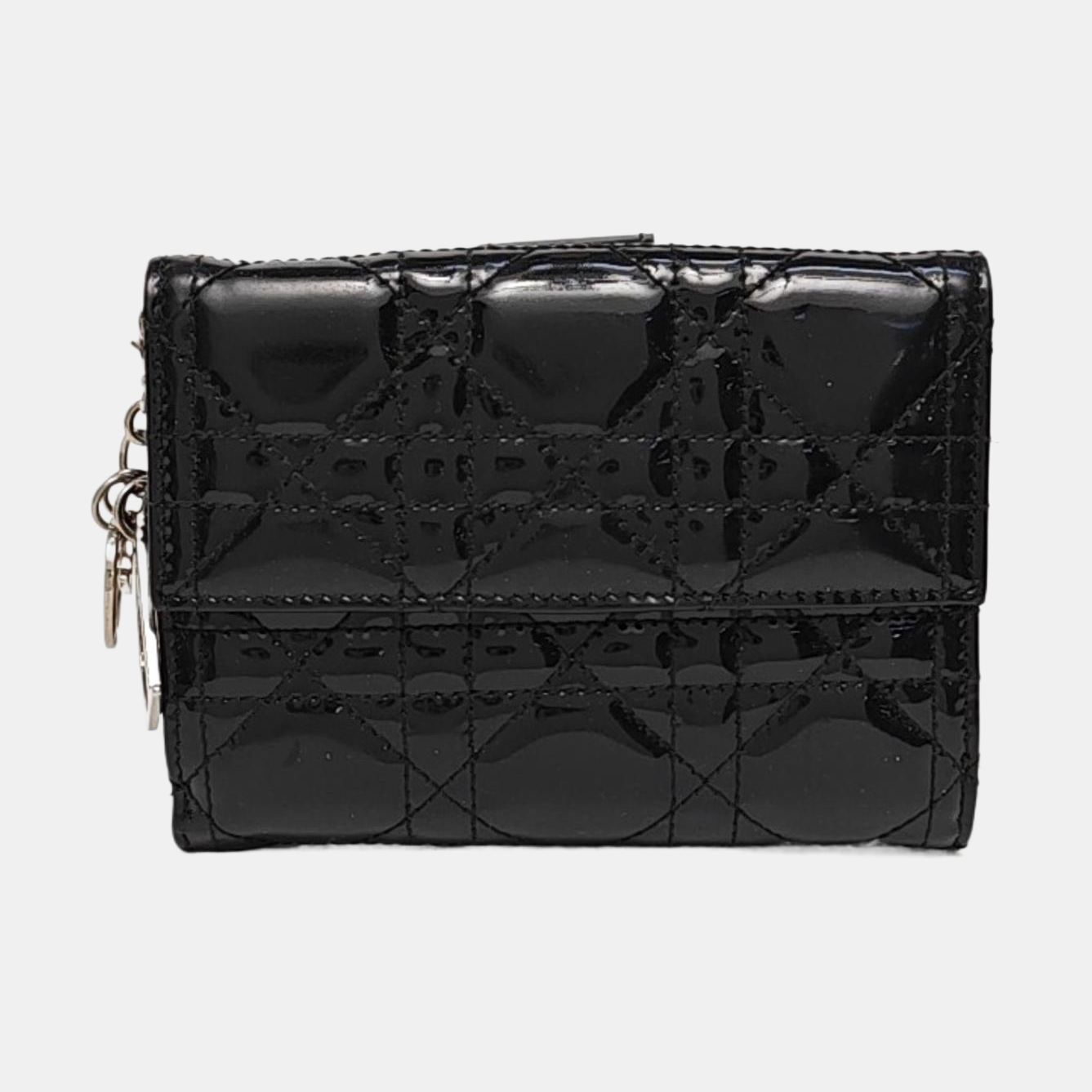 Cannage Patent Leather Wallet Black