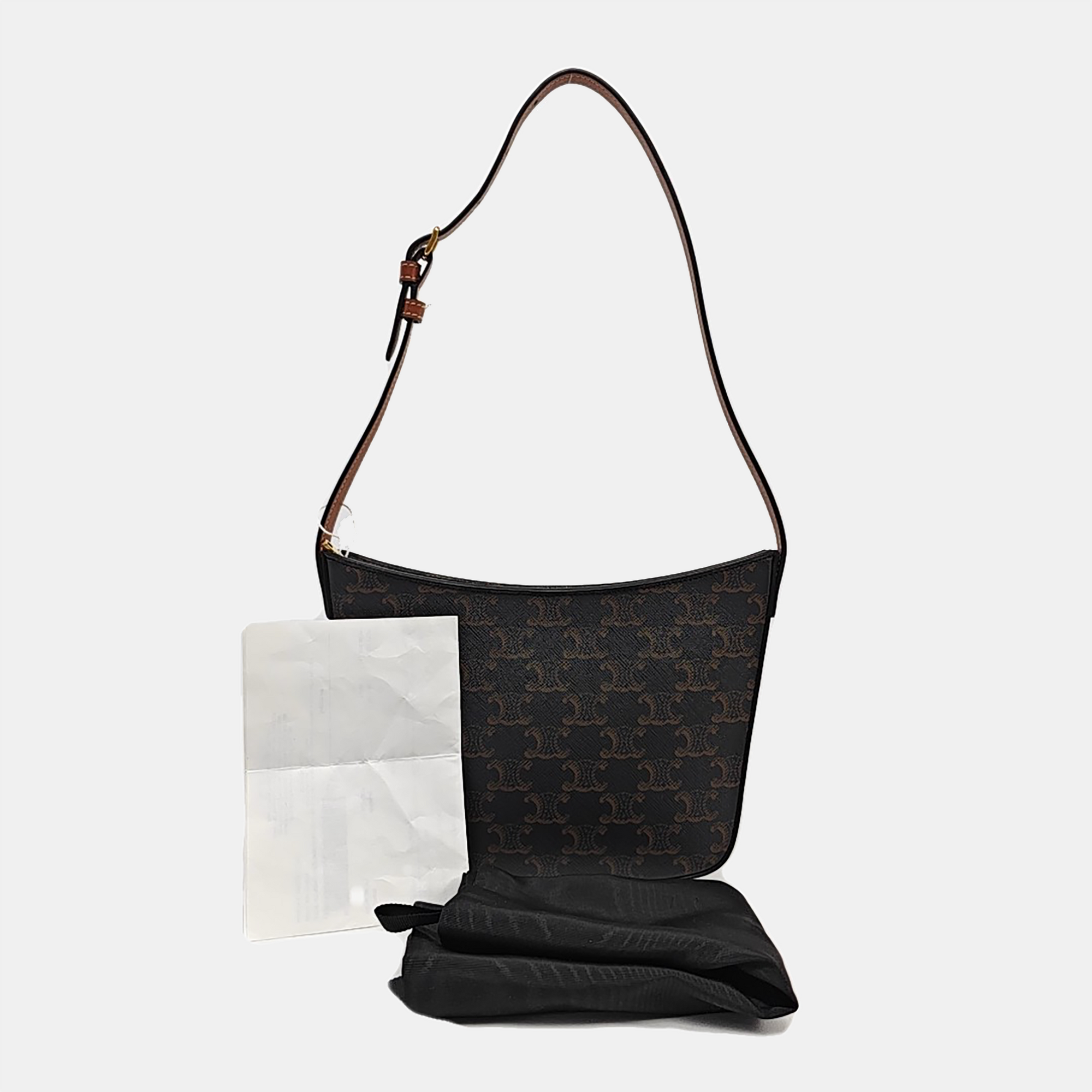 Coated Canvas Shoulder Bag Medium Brown