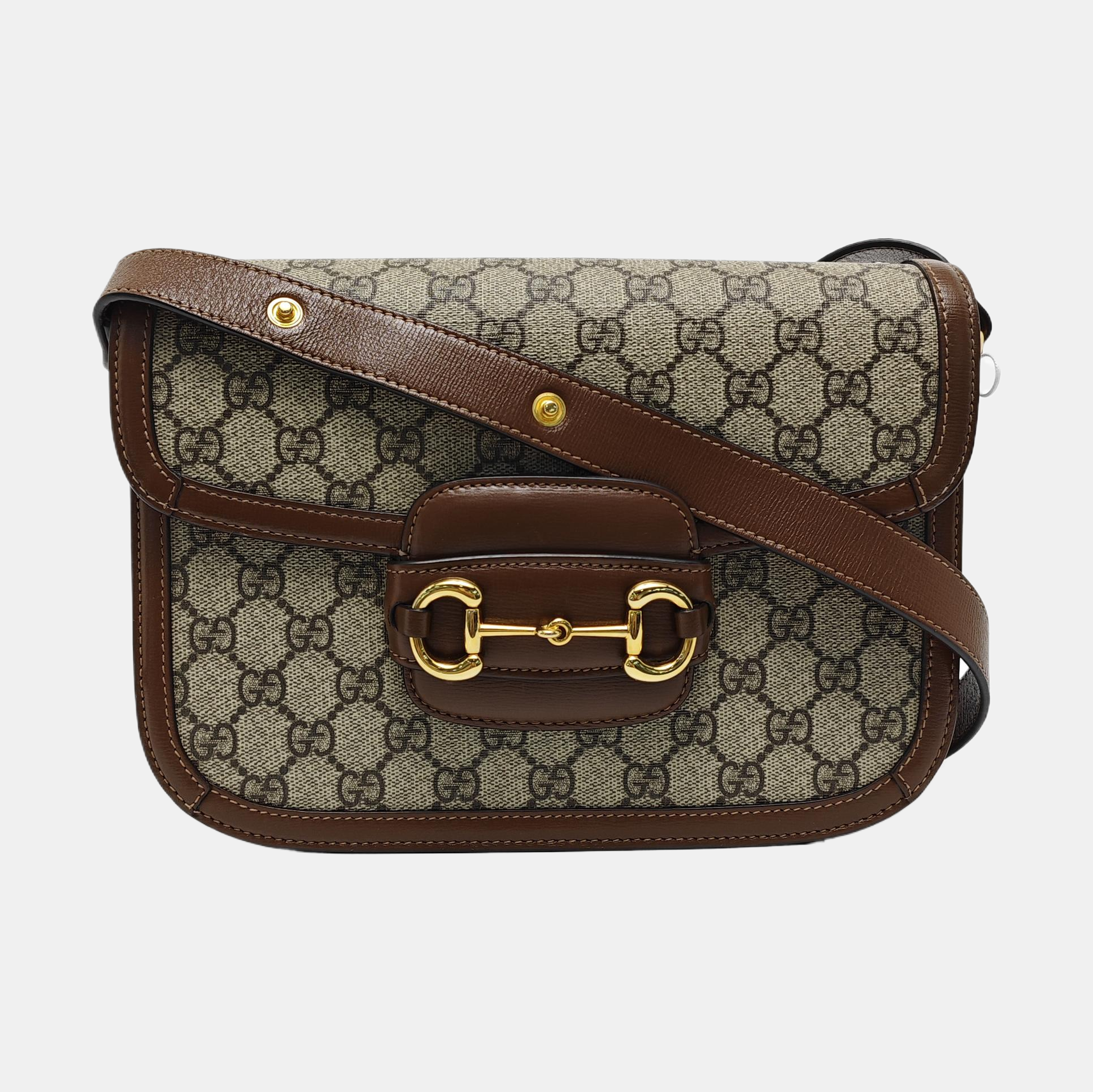 Horsebit 1955 Medium Monogram Coated Canvas Beige
