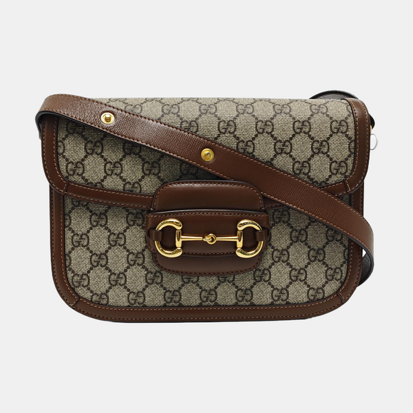 Horsebit 1955 Medium Monogram Coated Canvas Beige