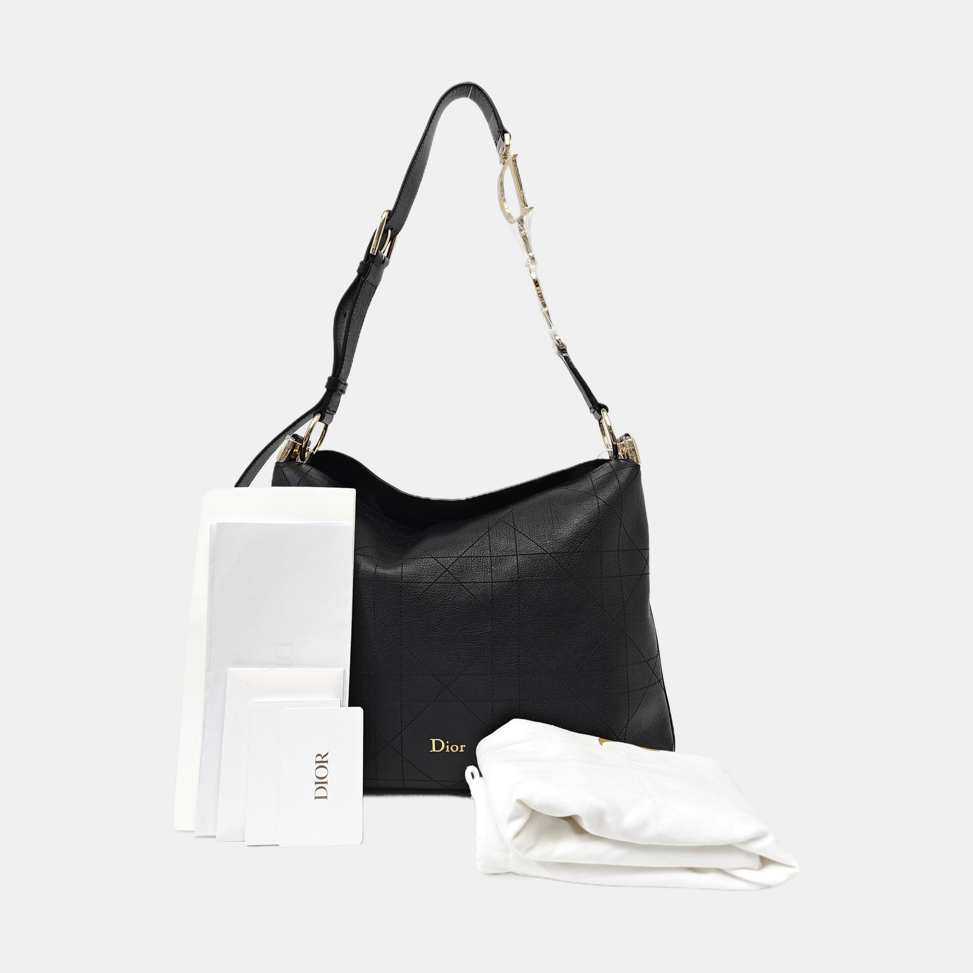 Diorly Medium Cannage Calfskin Black