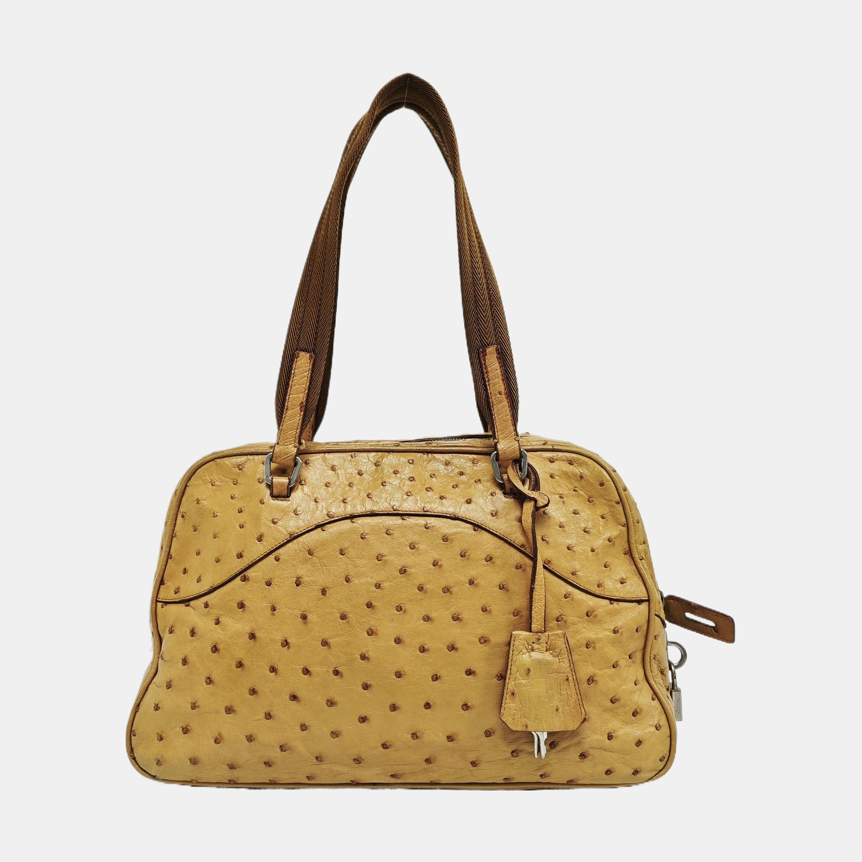 Bolso de mano de avestruz amarillo