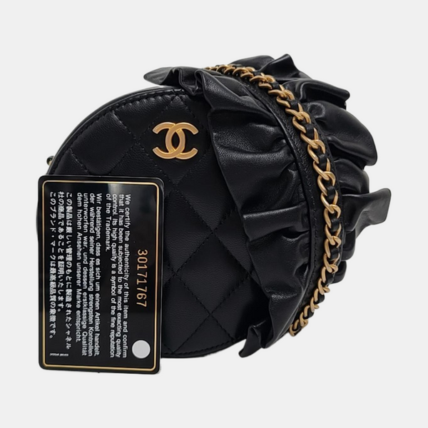 ROUND Quilted Lambskin Black