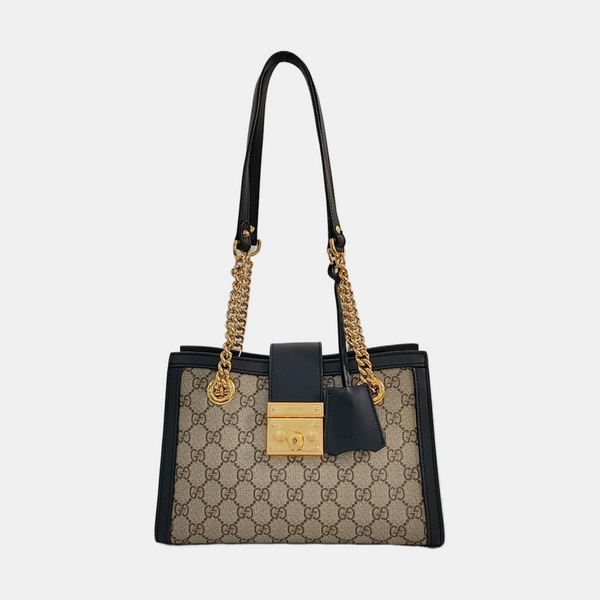 Padlock Small Monogram Coated Canvas Beige