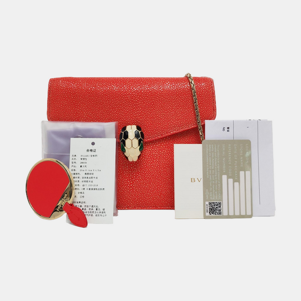 SERPENTI FOREVER Small Stingray Leather Red