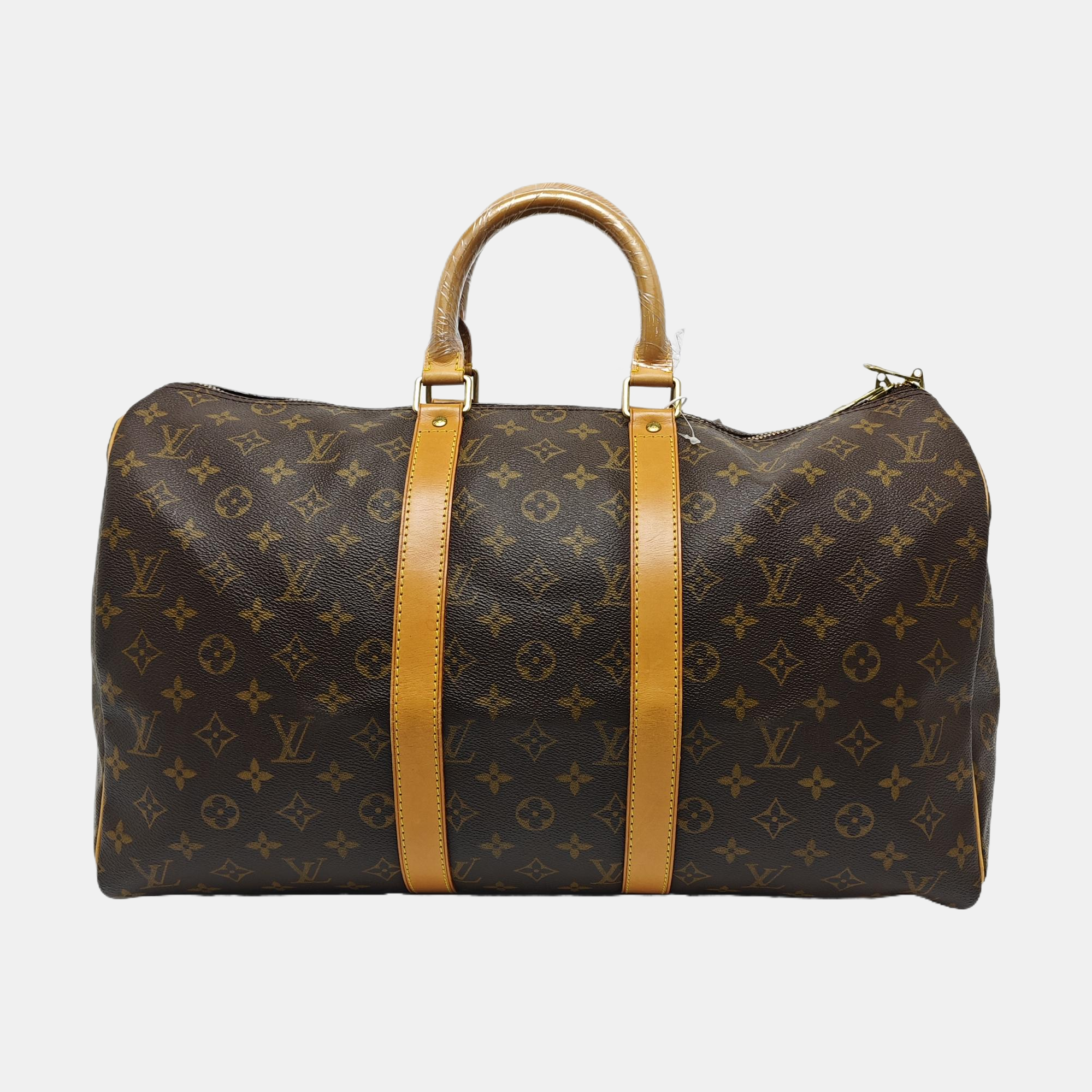 KEEPALL 45 Monogram Coated Canvas Brown