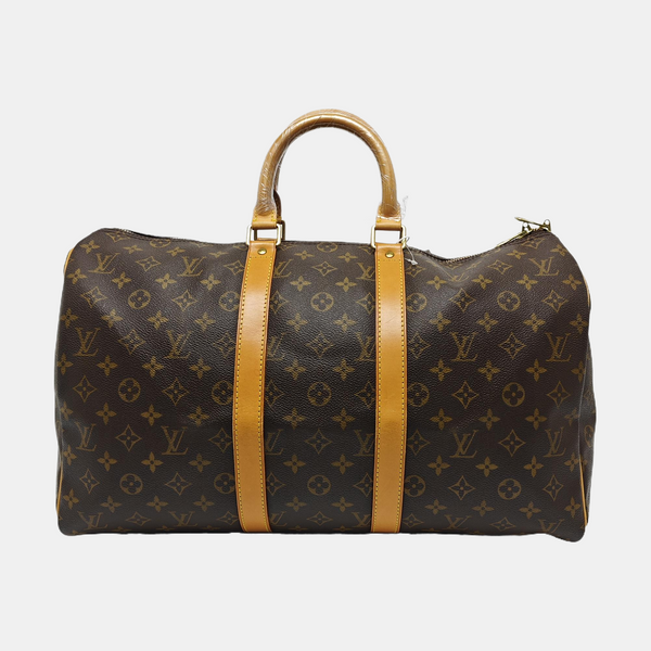 KEEPALL 45 Monogram Coated Canvas Brown
