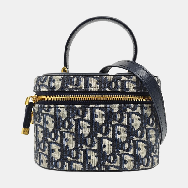 CD Signature Vanity Small Oblique Canvas Blue