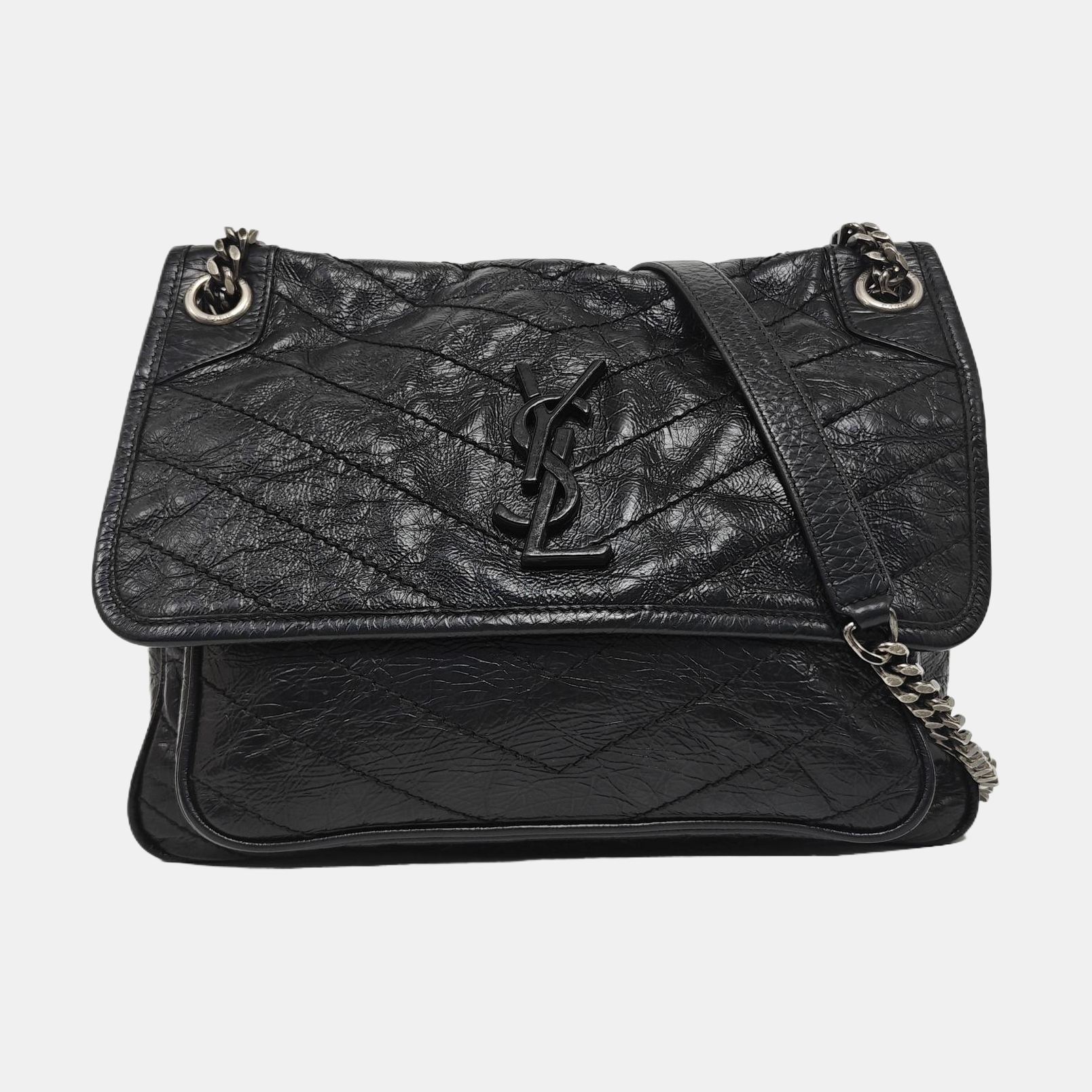 NIKI Medium Chevron Calfskin Black