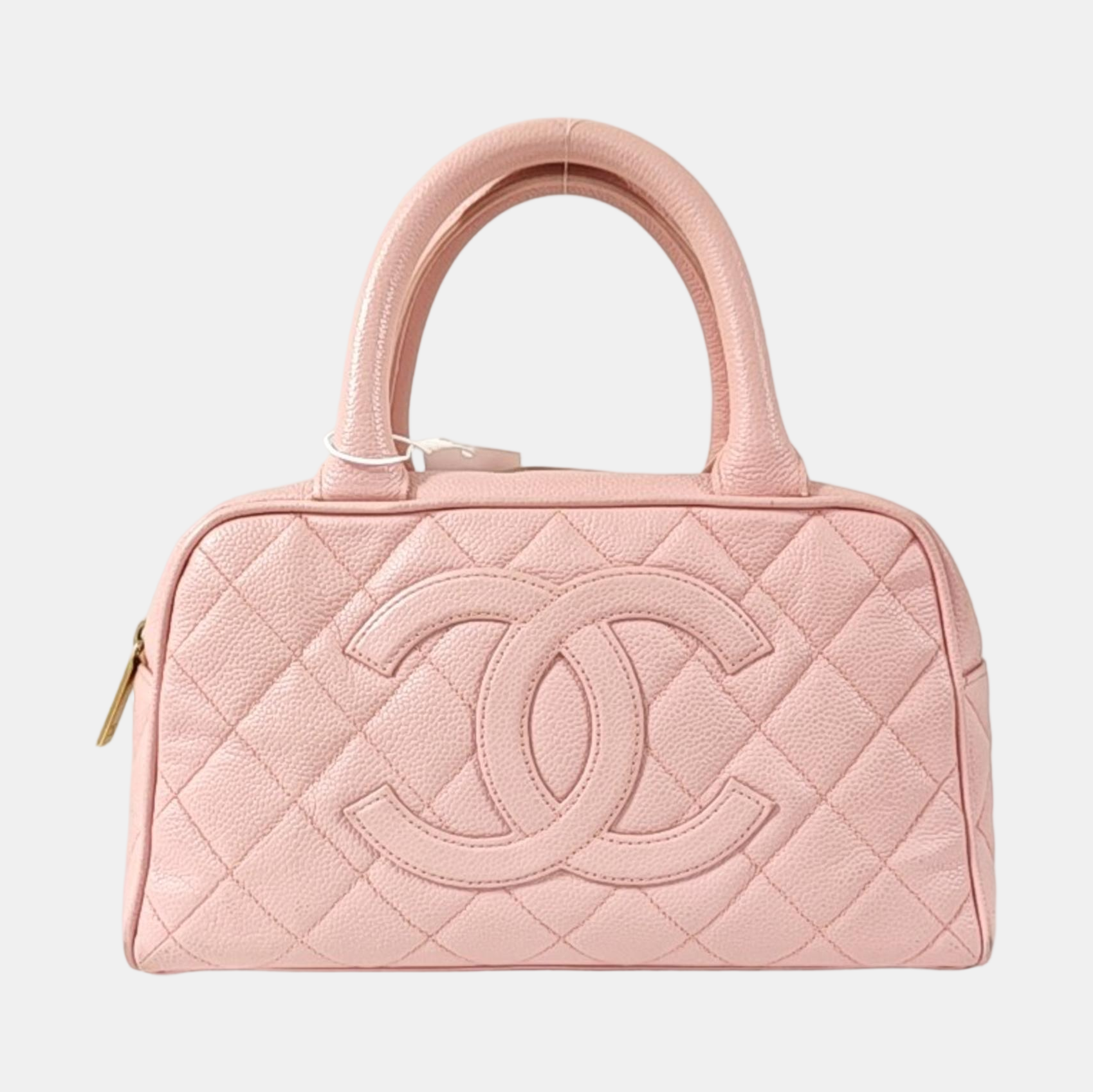 BOWLER Quilted Grained Calfskin Pink