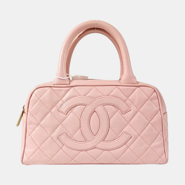 BOWLER Quilted Grained Calfskin Pink