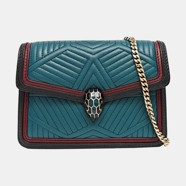 SERPENTI DIAMOND BLAST Small Quilted Lambskin Green