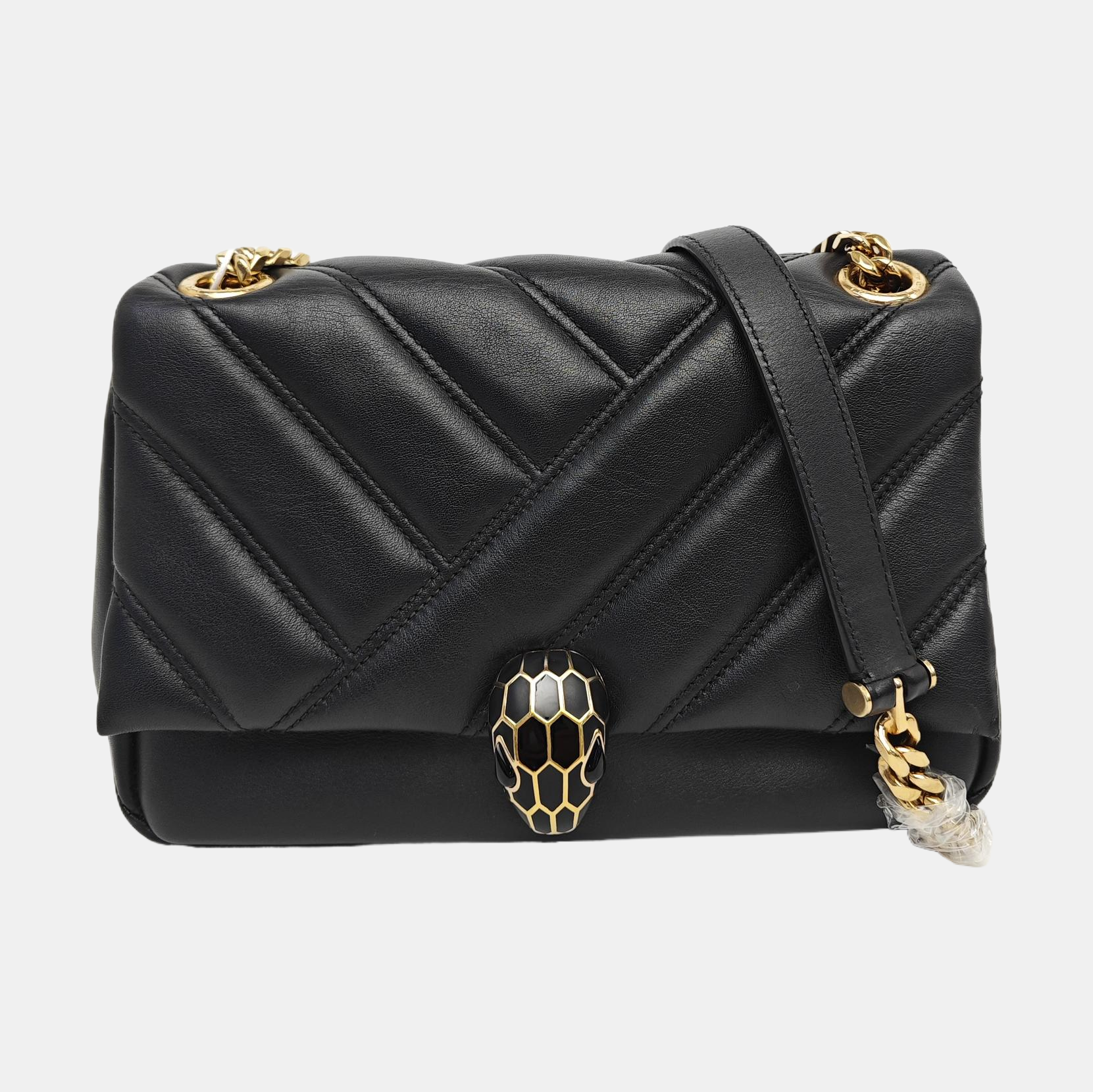 SERPENTI CABOCHON Small Quilted Calfskin Black