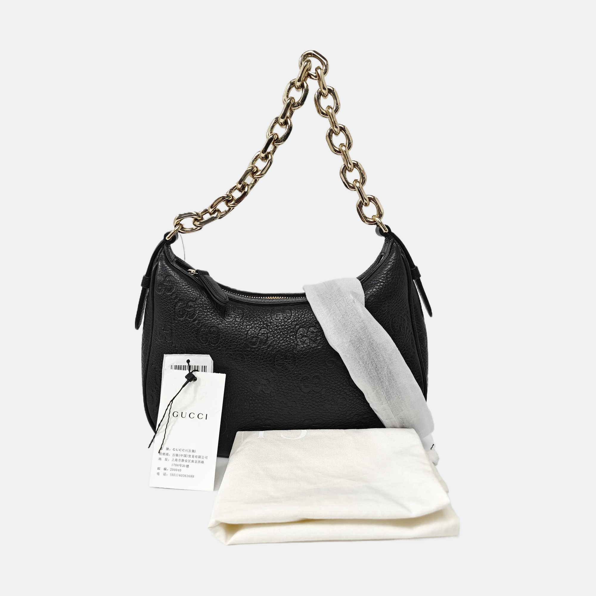 GG Emblem Monogram Calfskin Black