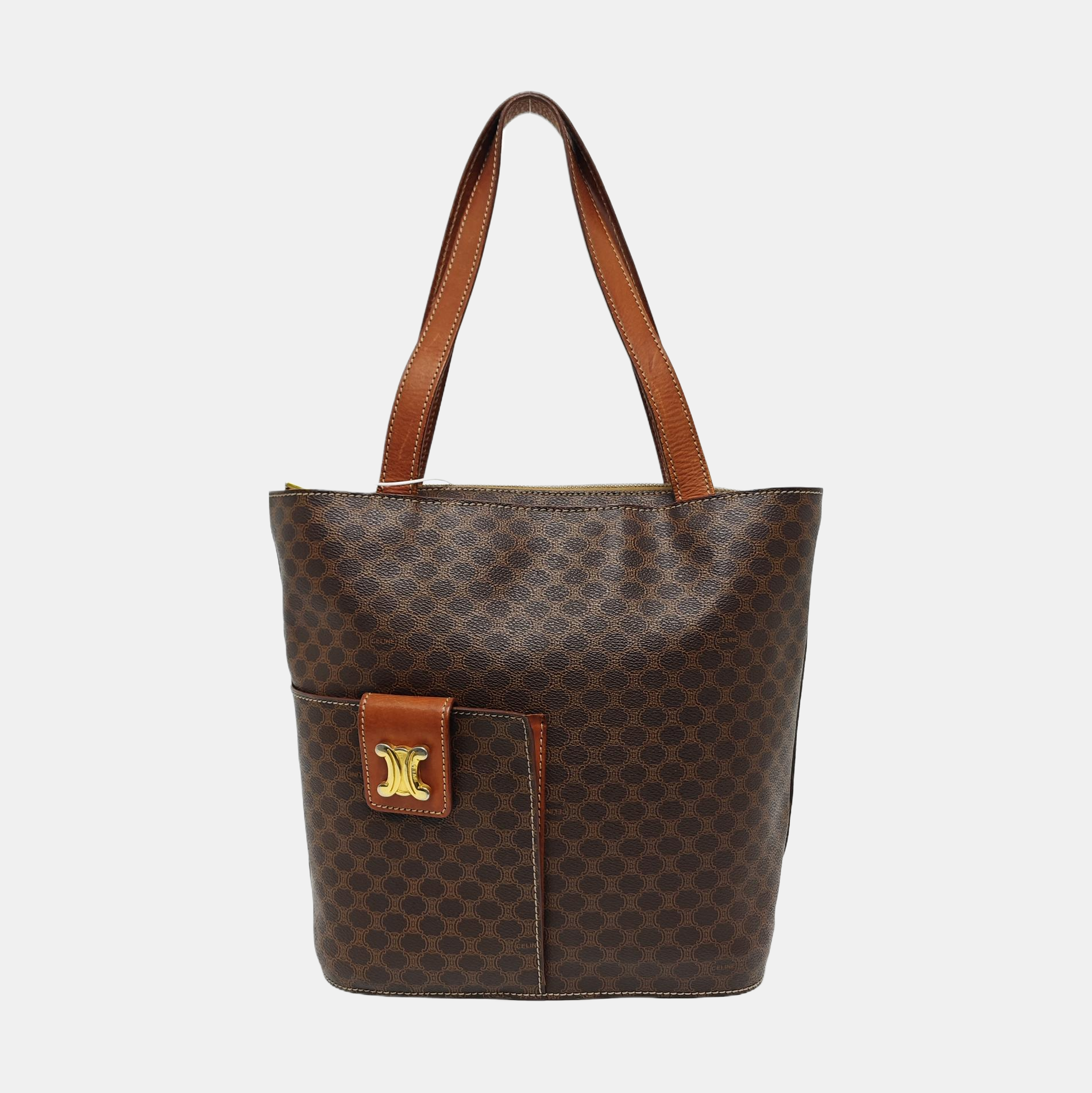 Coated Canvas Shoulder Bag Brown
