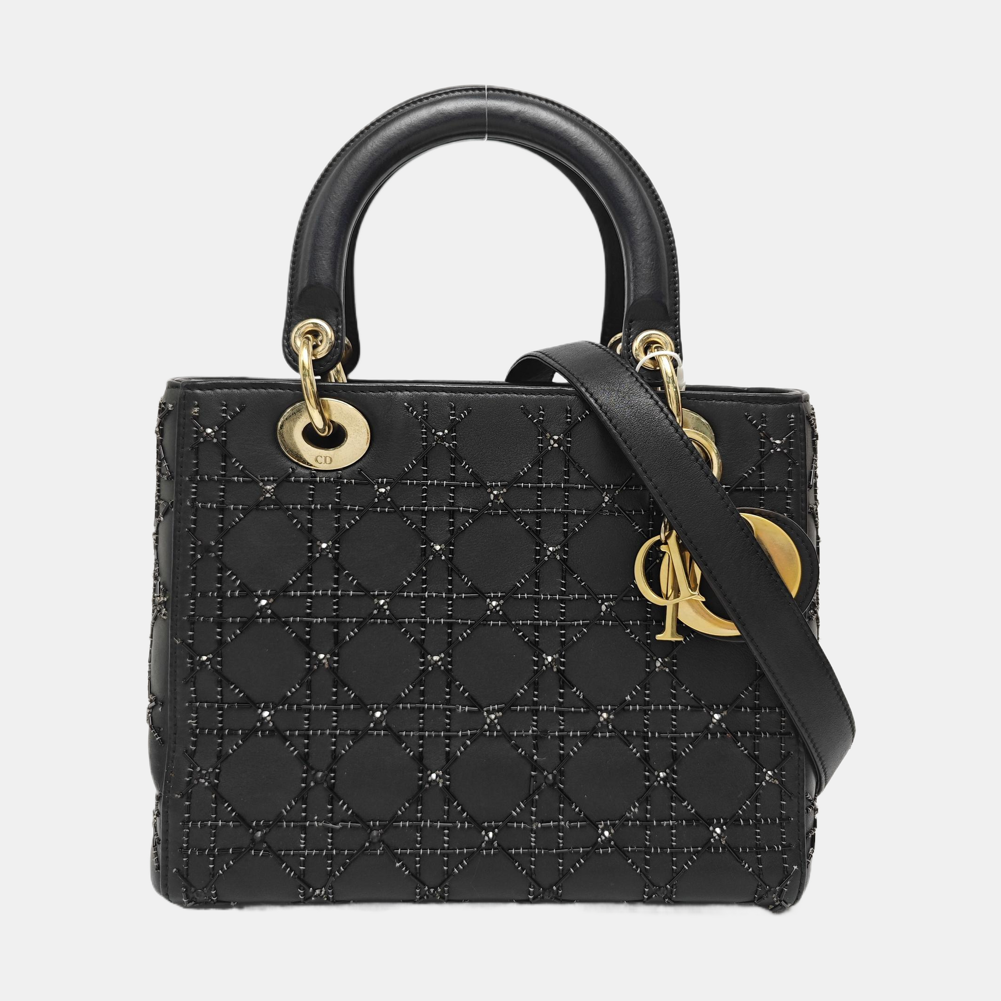 Lady Dior Medium Cannage Lambskin Black