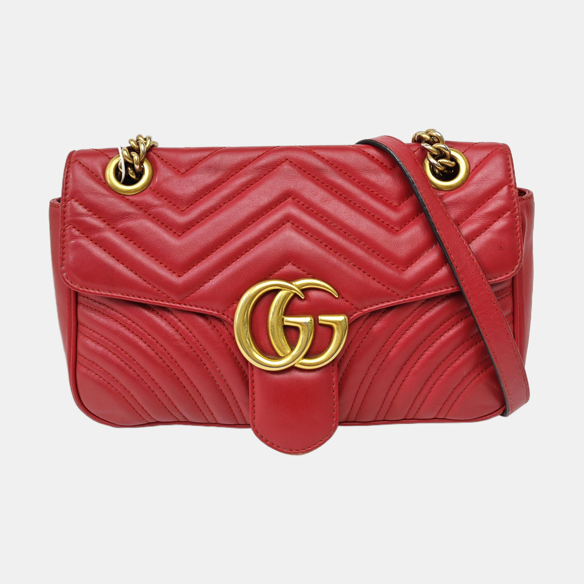 GG Marmont Medium Quilted Calfskin Red