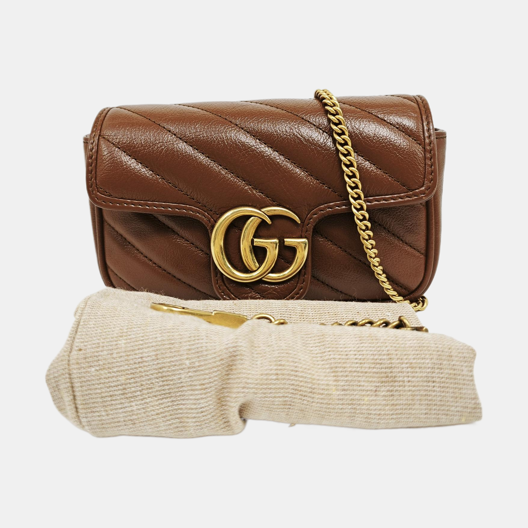 GG Marmont Mini Quilted Calfskin Brown