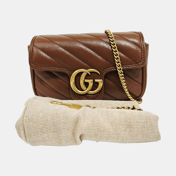 GG Marmont Mini Quilted Calfskin Brown