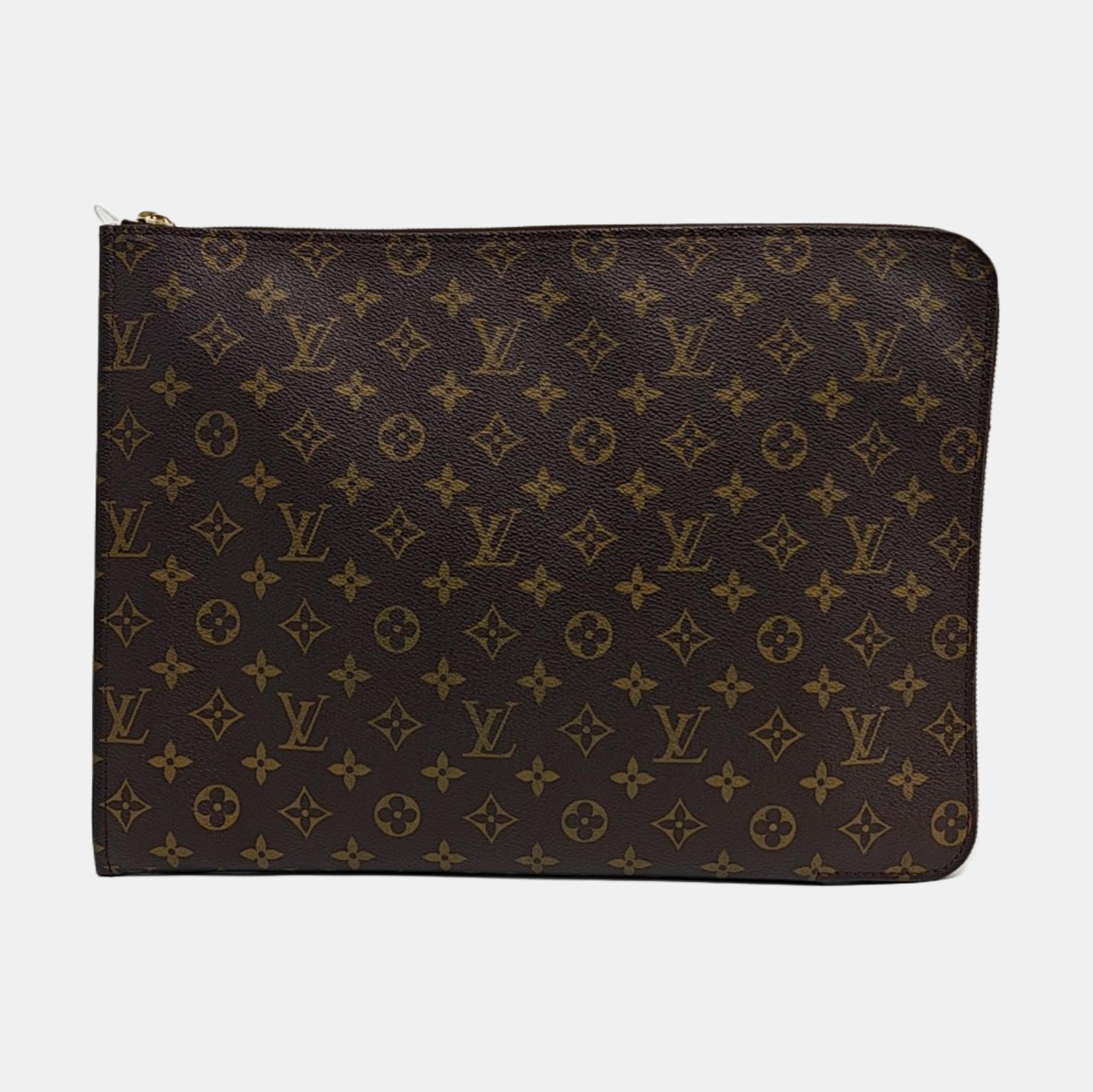 Monogram Coated Canvas Clutch Brown