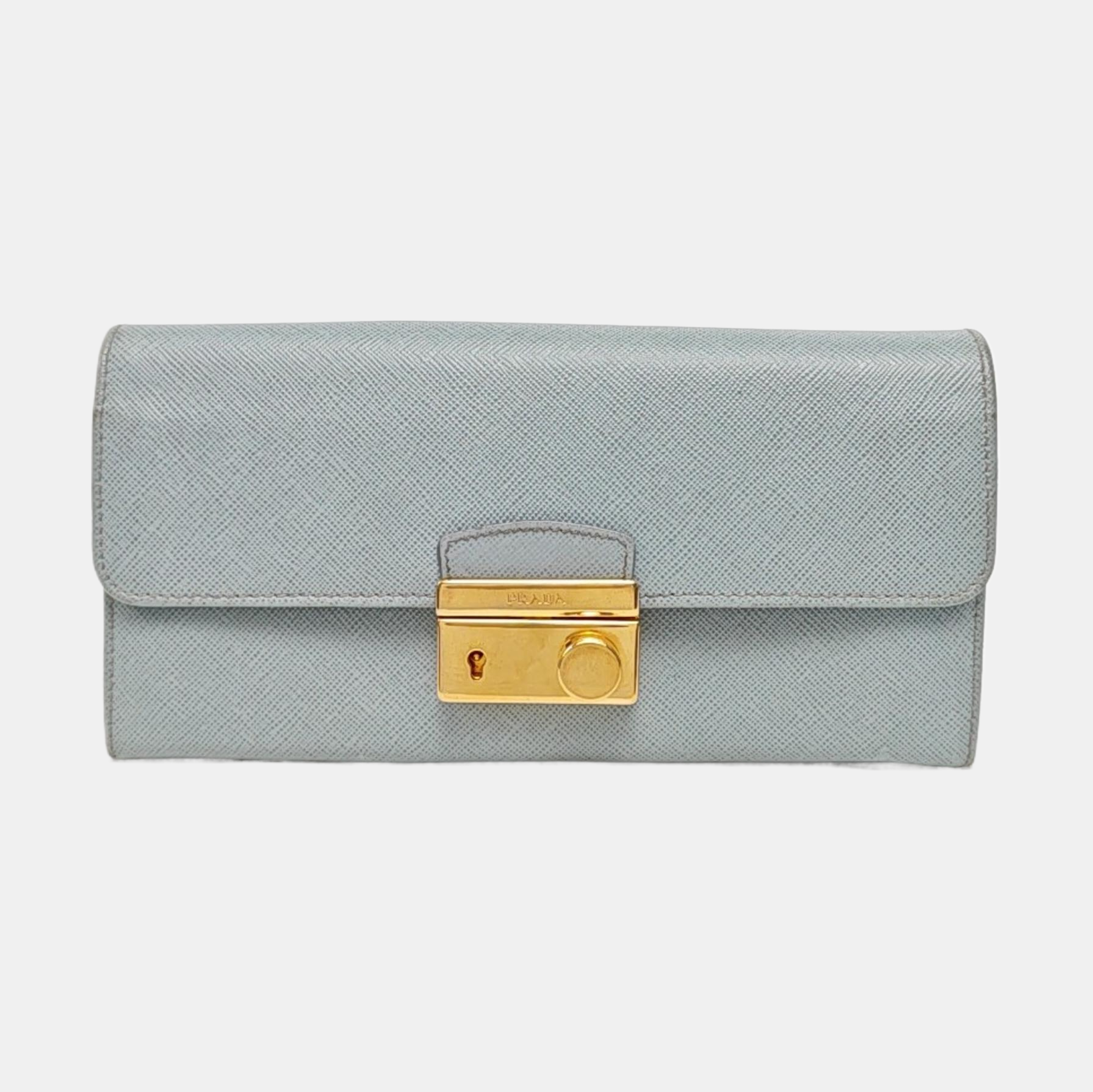 Saffiano Calfskin Clutch Blue
