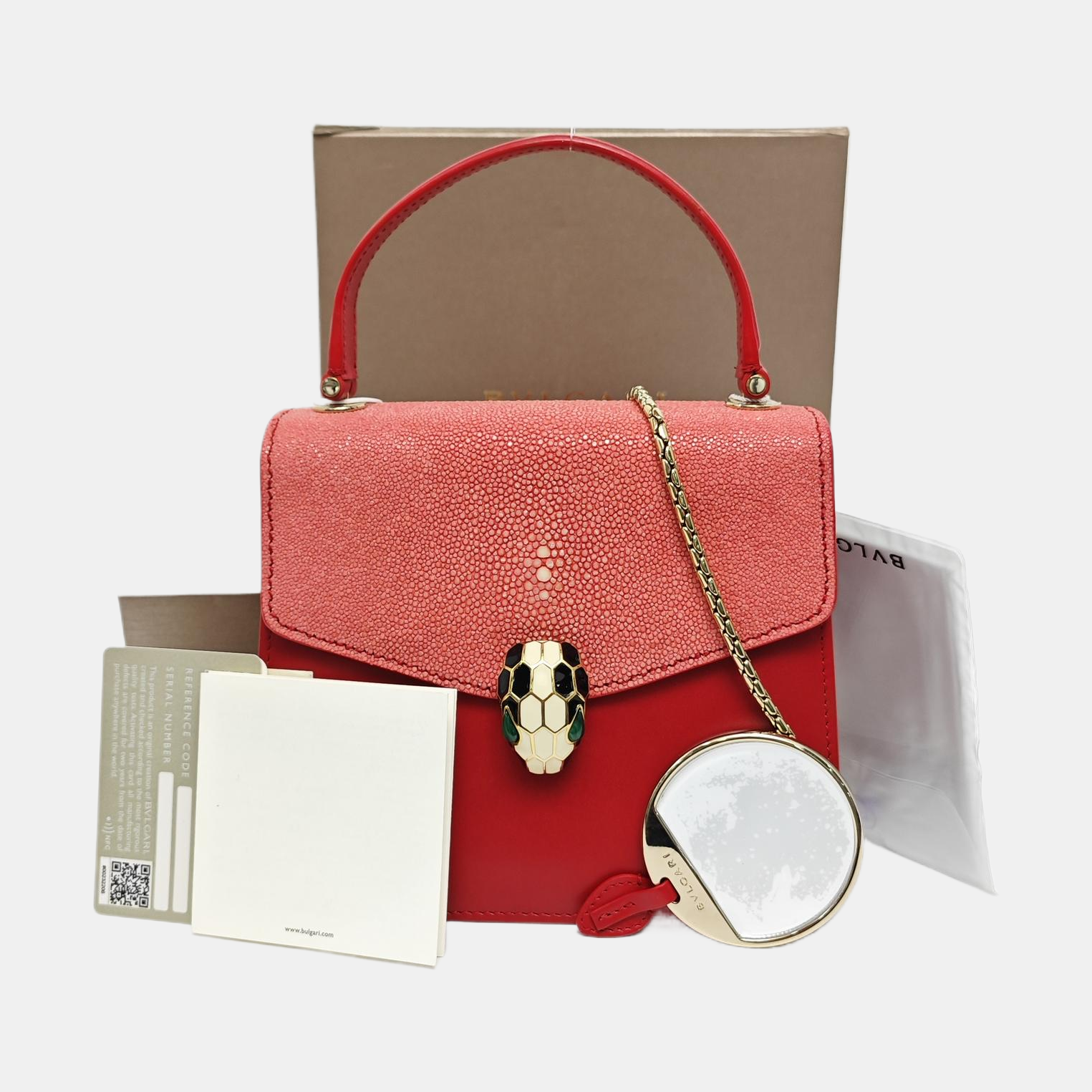 SERPENTI FOREVER Small Stingray Leather Red