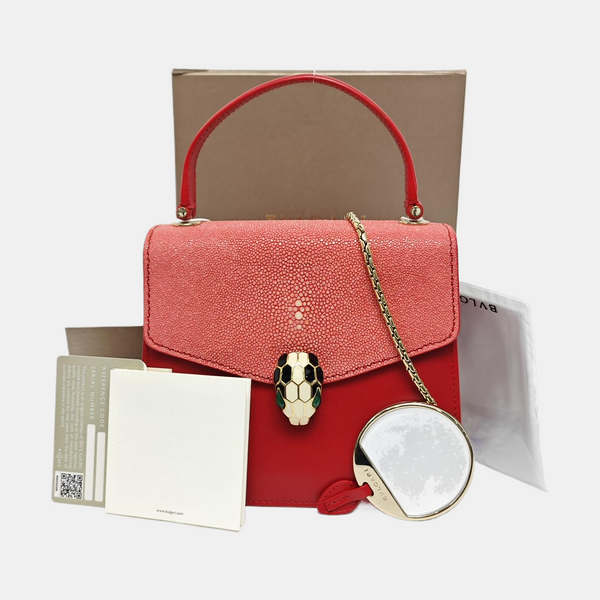SERPENTI FOREVER Small Stingray Leather Red