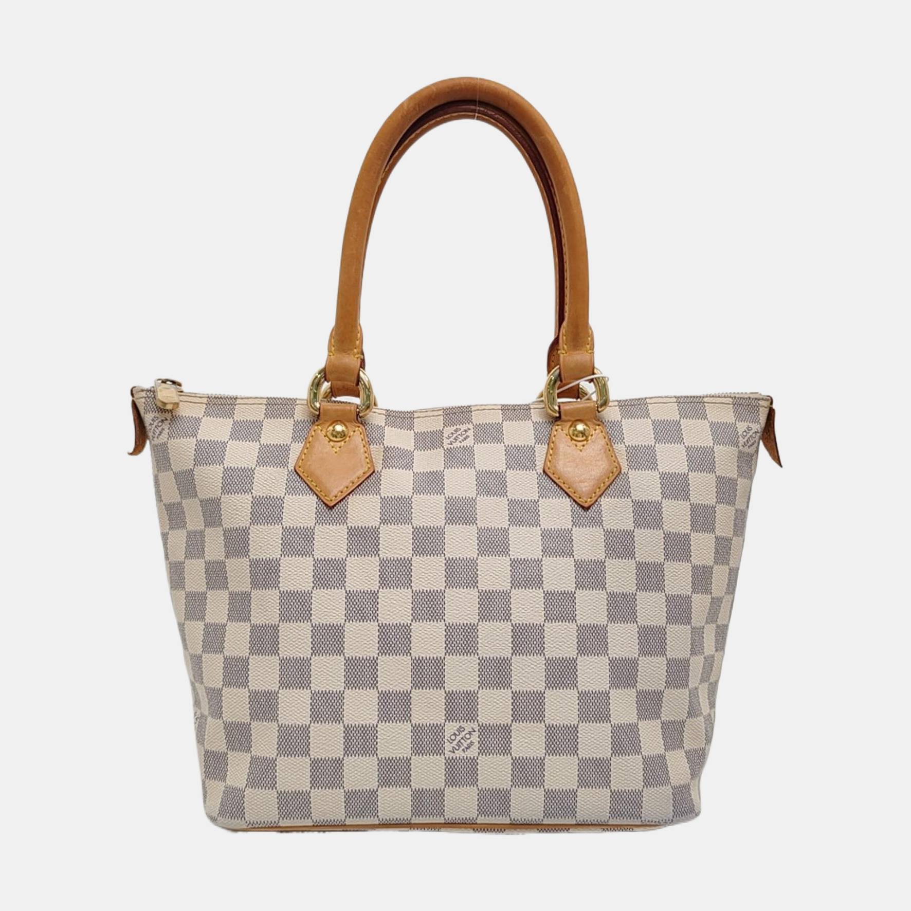 SALEYA PM Damier Azur Coated Canvas White