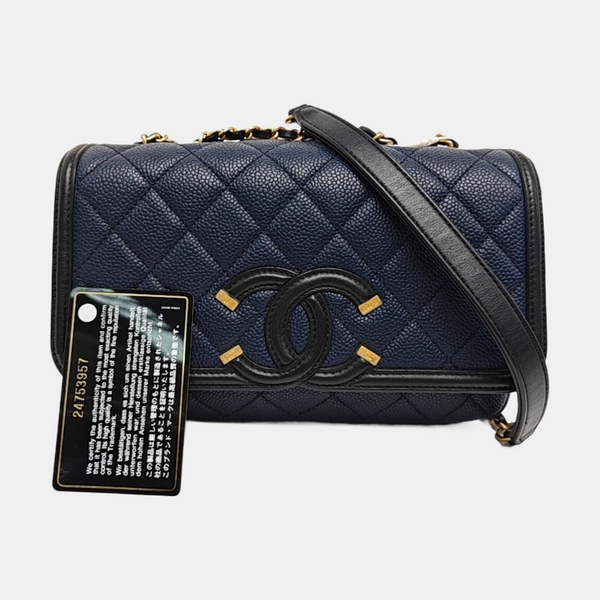 FILIGREE Medium Quilted Grained Calfskin Blue