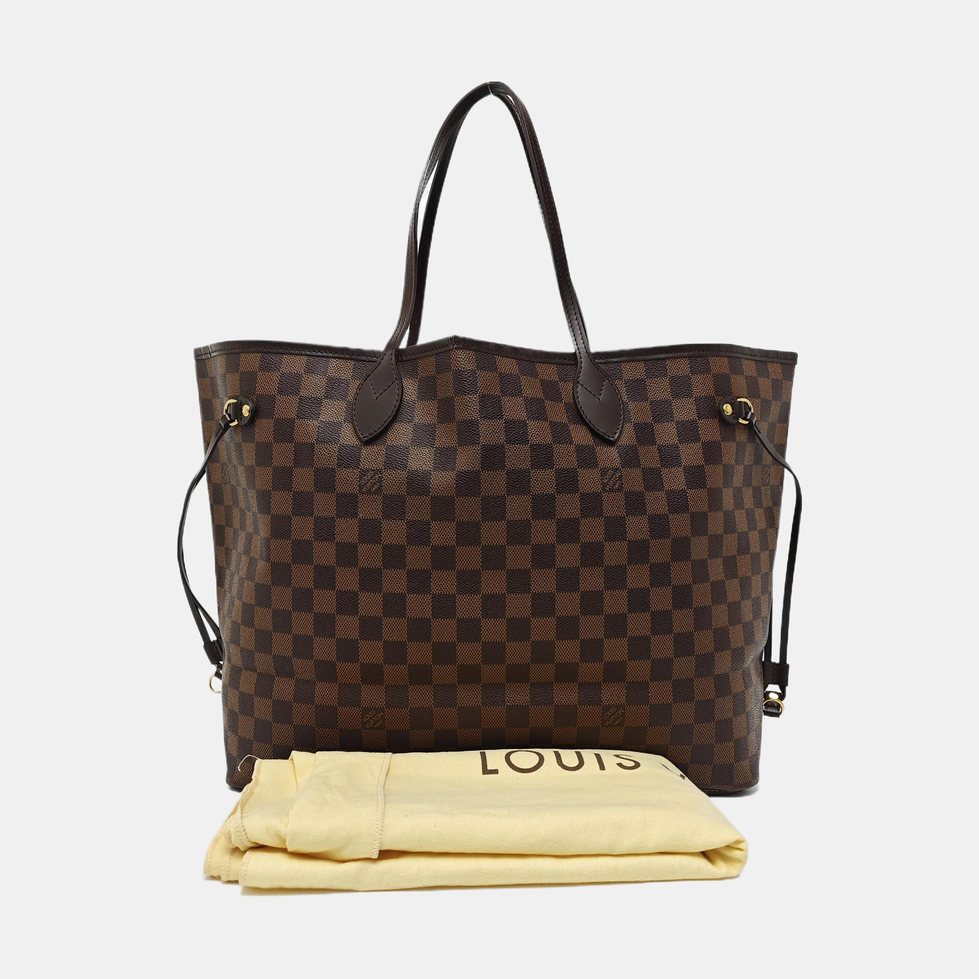 NEVERFULL GM Damier Ebene Coated Canvas Brown