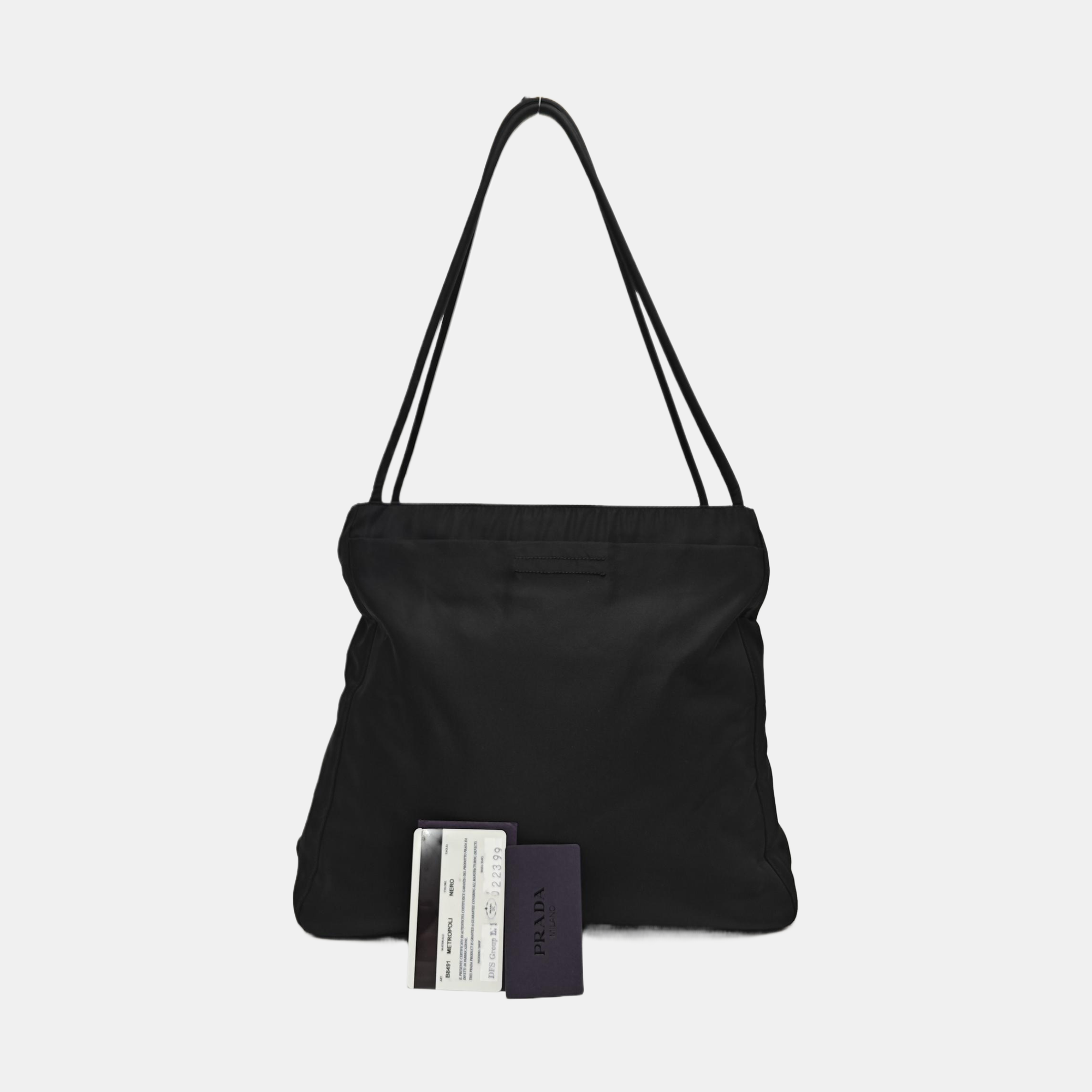 Nylon Top Handle Bag Black
