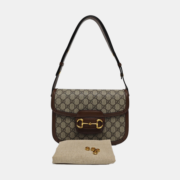 Horsebit 1955 Medium Monogram Coated Canvas Beige