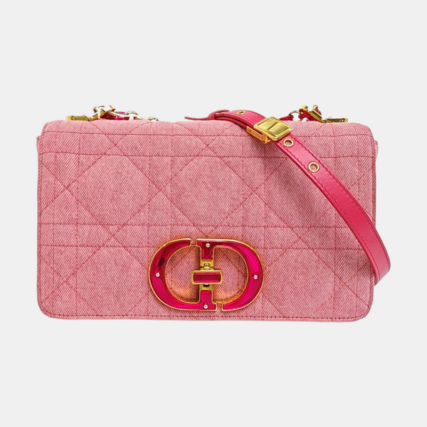 Dior Caro Medium Cannage Denim Pink