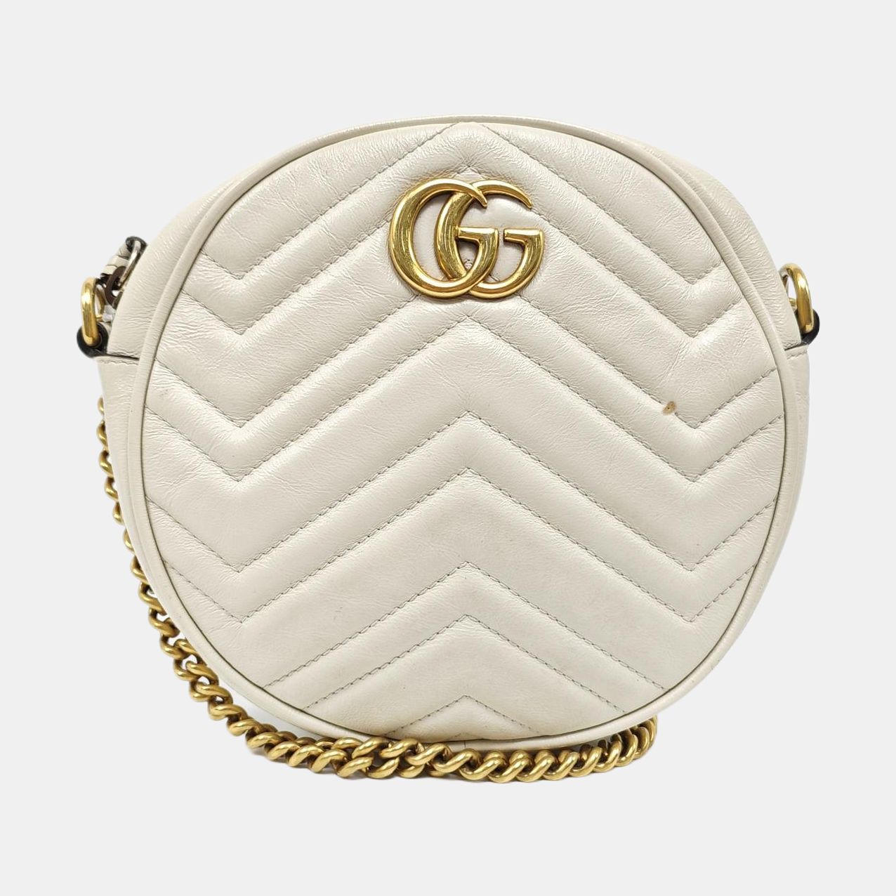 Authenticated pre-owned  GG Marmont Mini Quilted Calfskin White - Shoulder Bag at Looply