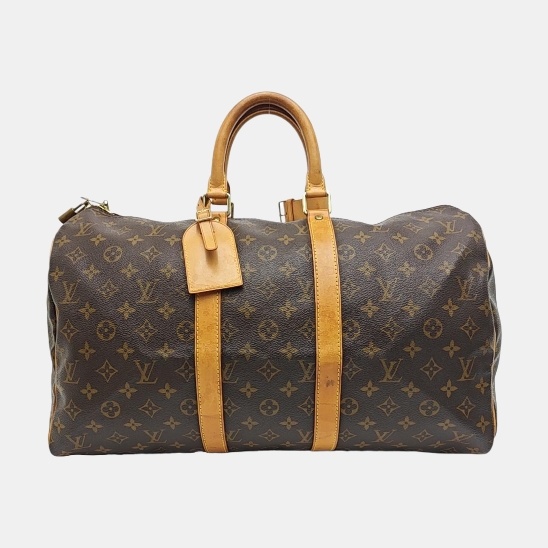 KEEPALL 45 Monogram Coated Canvas Brown
