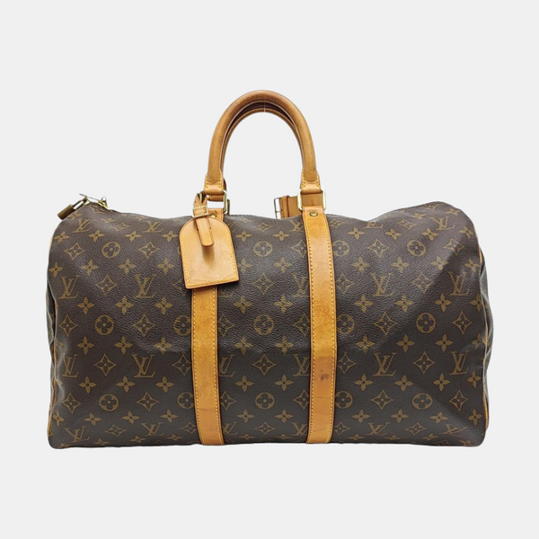 KEEPALL 45 Monogram Coated Canvas Brown